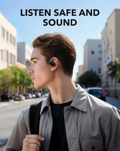 Soundcore V20i by Anker Open-Ear Headphones, Adjustable Ear Hooks, Ultra Black