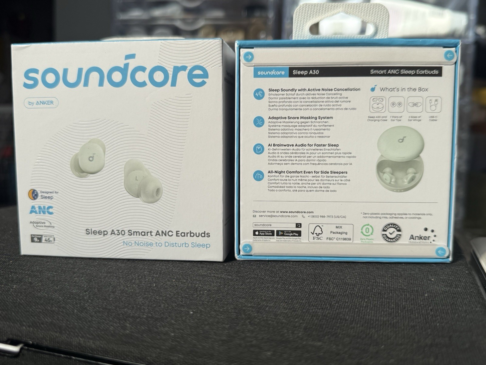 Soundcore A30 Sleep Smart ANC Earbuds By Anker / Mist green / SEALED