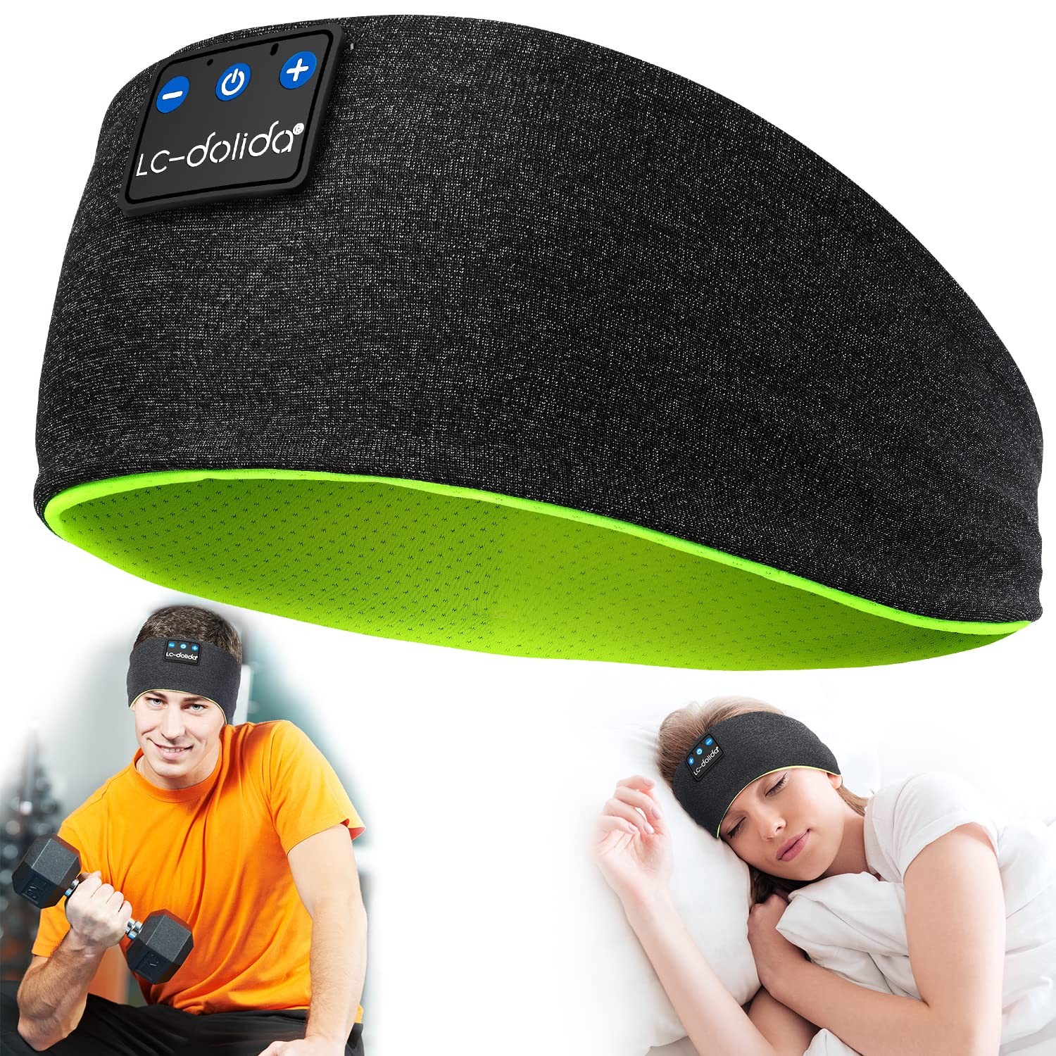 LC-dolida Sleep Headphones Wireless Bluetooth 1 Count (Pack of 1), Moss