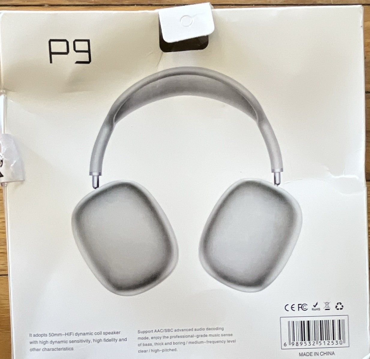 P9 Bluetooth Over-Ear Headband Headphones Gray 50mm Drivers Double Earpiece