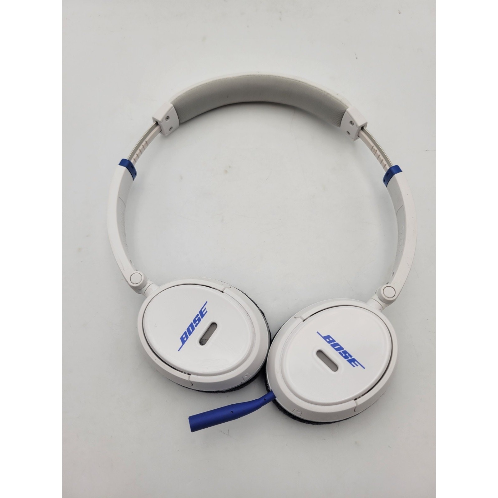 Bose SoundTrue On-Ear Headphones White/Blue Adjustable Need Ear-pad Tested GOOD
