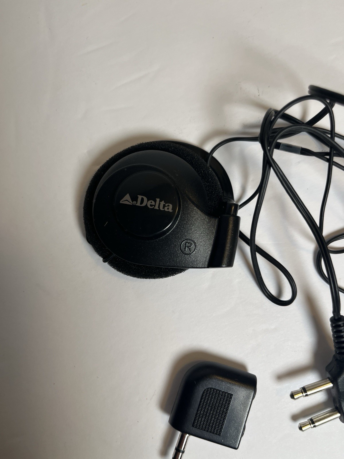 Delta On-Ear TV Headphones Black Stereo Dual 2.5mm Plug w/ 3.5mm Adapter