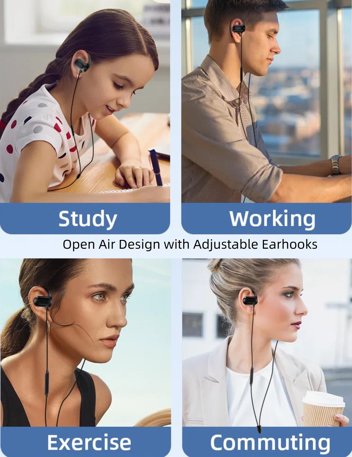 Topaux Usb Type C Headphone Open Ear Adjustable Over Ear Hook Headset School