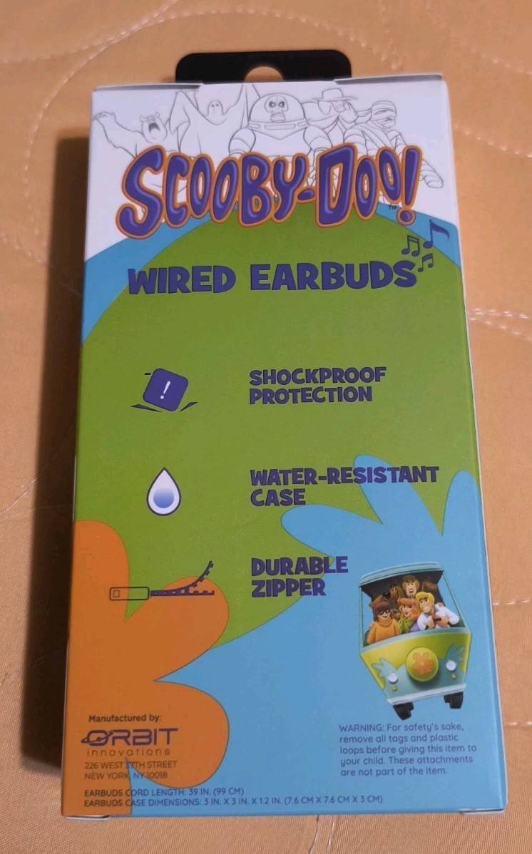 Scooby-Doo Wired Earbuds with Protective Collectible Case NEW! Free Shipping!