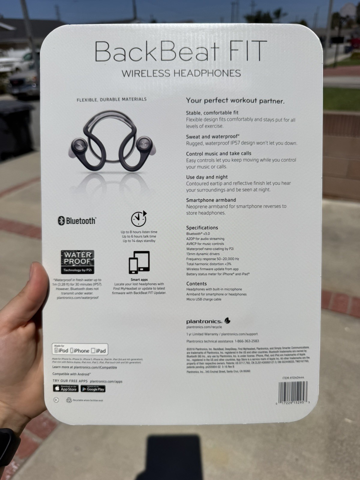 Plantronics BackBeat FIT Bluetooth Wireless Sport Headphones Gray New Sealed