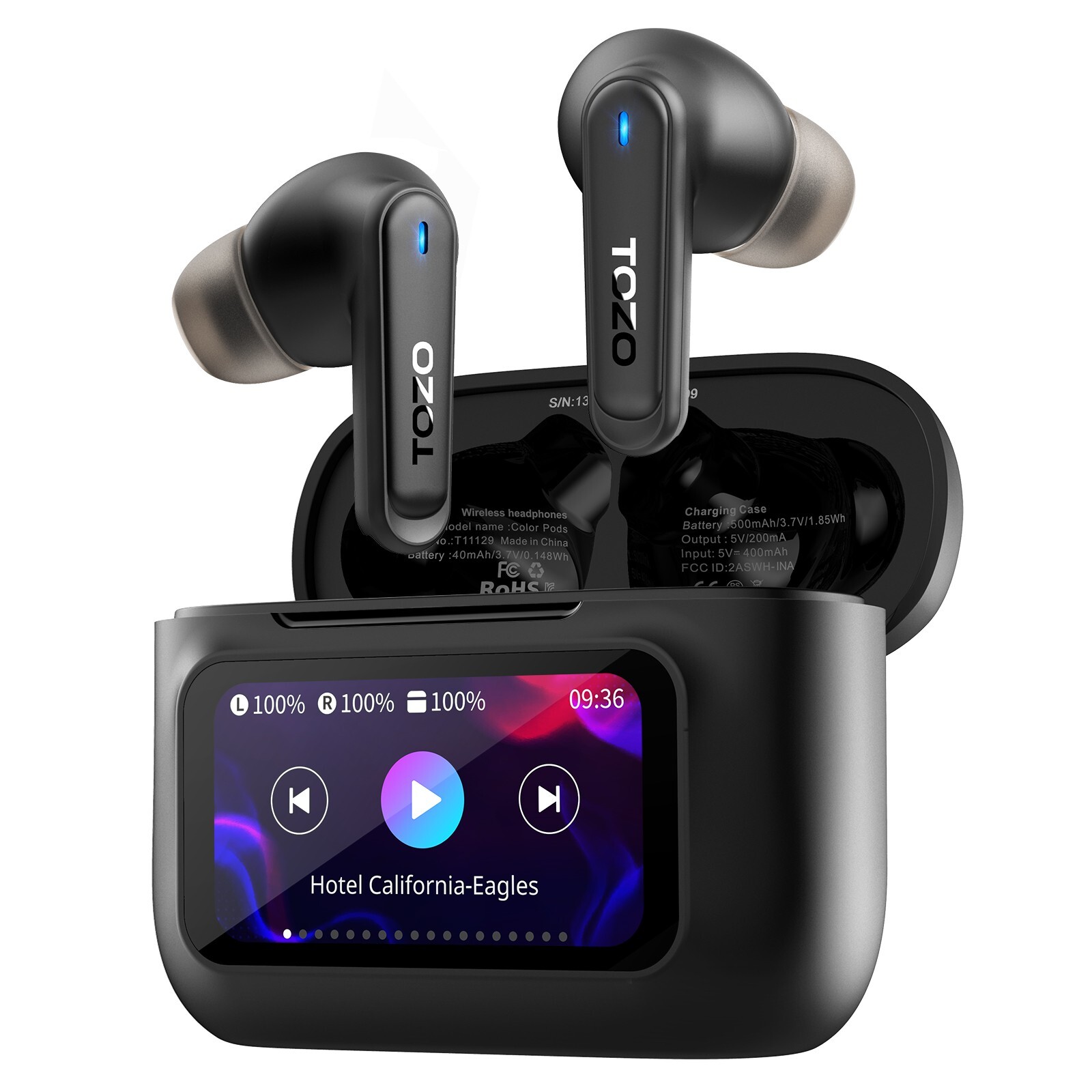 TOZO Touch Screen Wireless Earbuds ENC ANC Active Noise Canceling Bluetooth 5.4