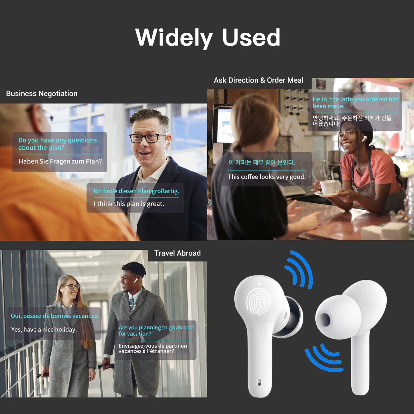 TRANSLATION TWS 5.0 Wireless 127 Real-Time Speech To Text Transcribe & Translate