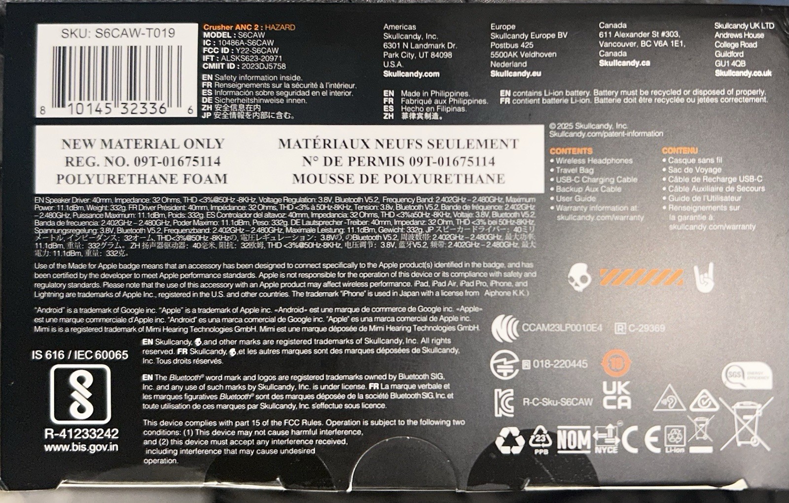 New Skullcandy Crusher ANC 2 Hazard Orange Bluetooth Headphones (see Photos)