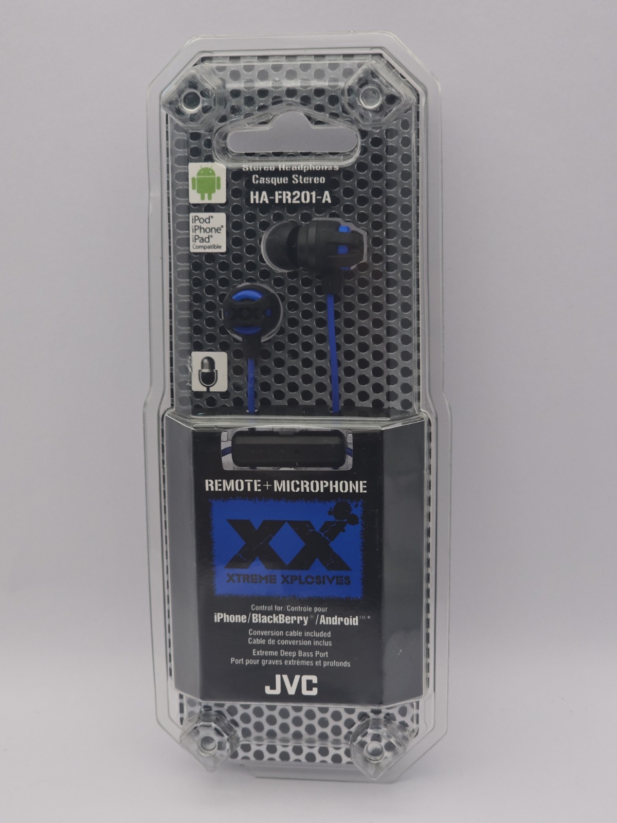 JVC HA-FR201-A XX Xtreme Xplosives InEar Stereo Earbuds w/Mic Remote, New Sealed