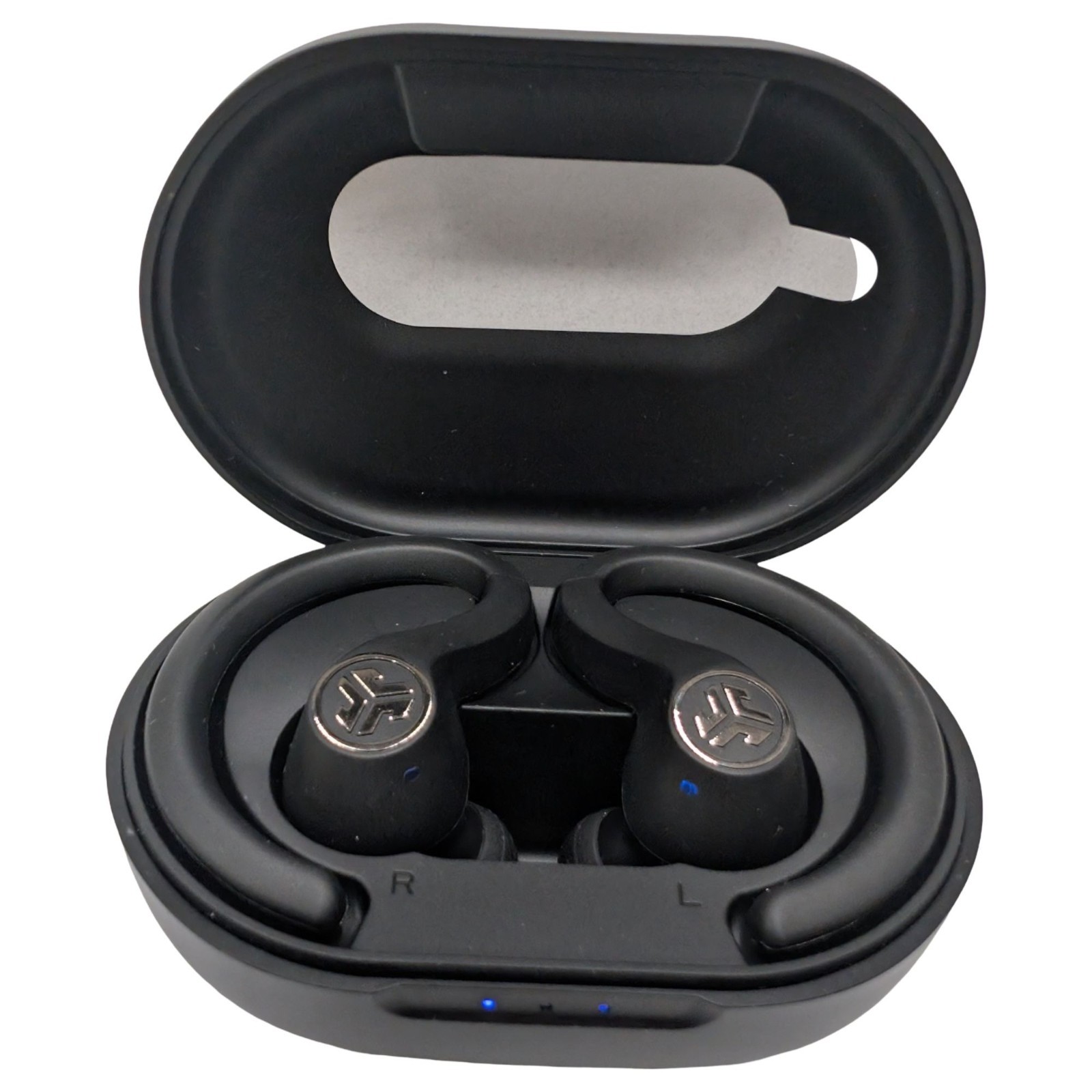 JLab Go Air Sport Wireless Earbuds with Earhooks Black Bluetooth Charging Case