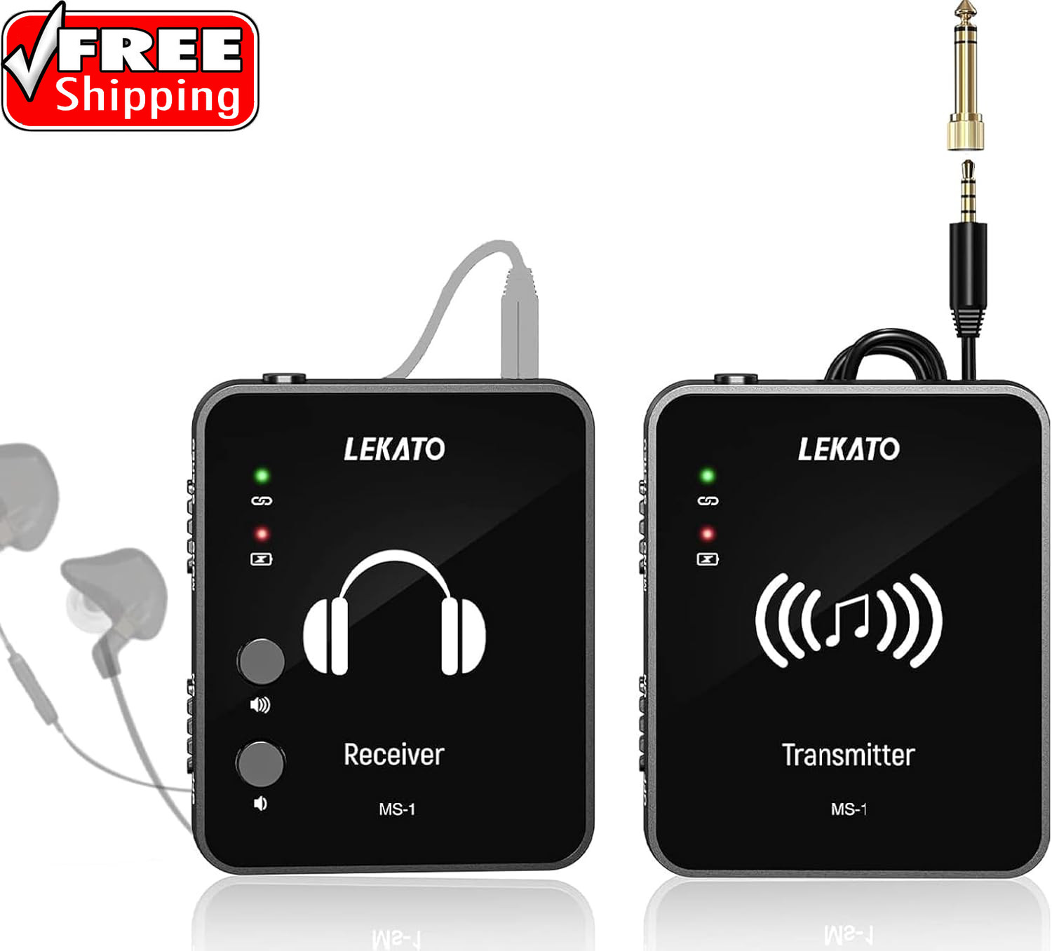 MS-1 Wireless in Ear Monitor System, 2.4Ghz Stereo In-Ear Monitoring with Transm