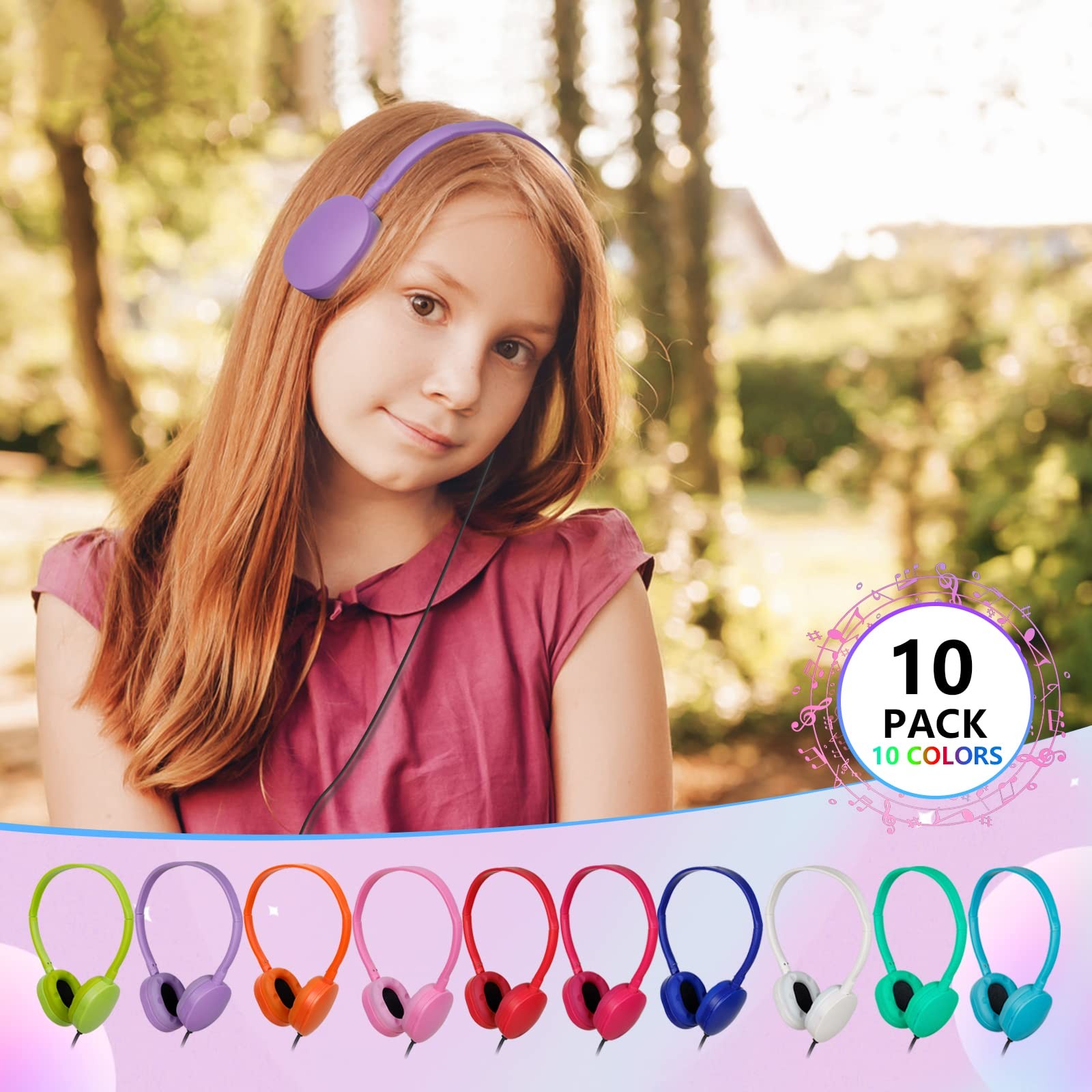 Headphones for Kids School Classroom Bulk 10 Pack Multi Colored,Wired Adjusta…