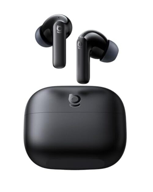 Bass BP1 NC Hybrid Active Noise Cancelling Wireless Earbuds, 12mm Super Black