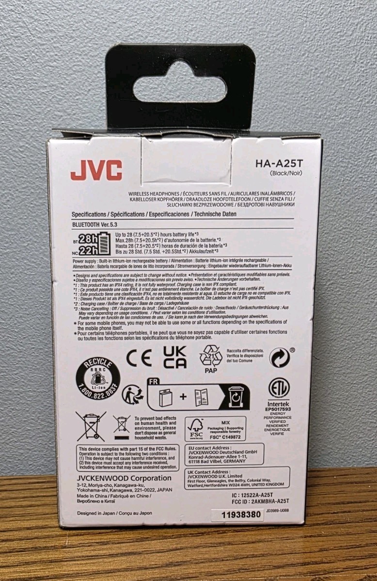 JVC – Marshmallow Plus True Wireless Headphones with Noise Cancelling Black NEW