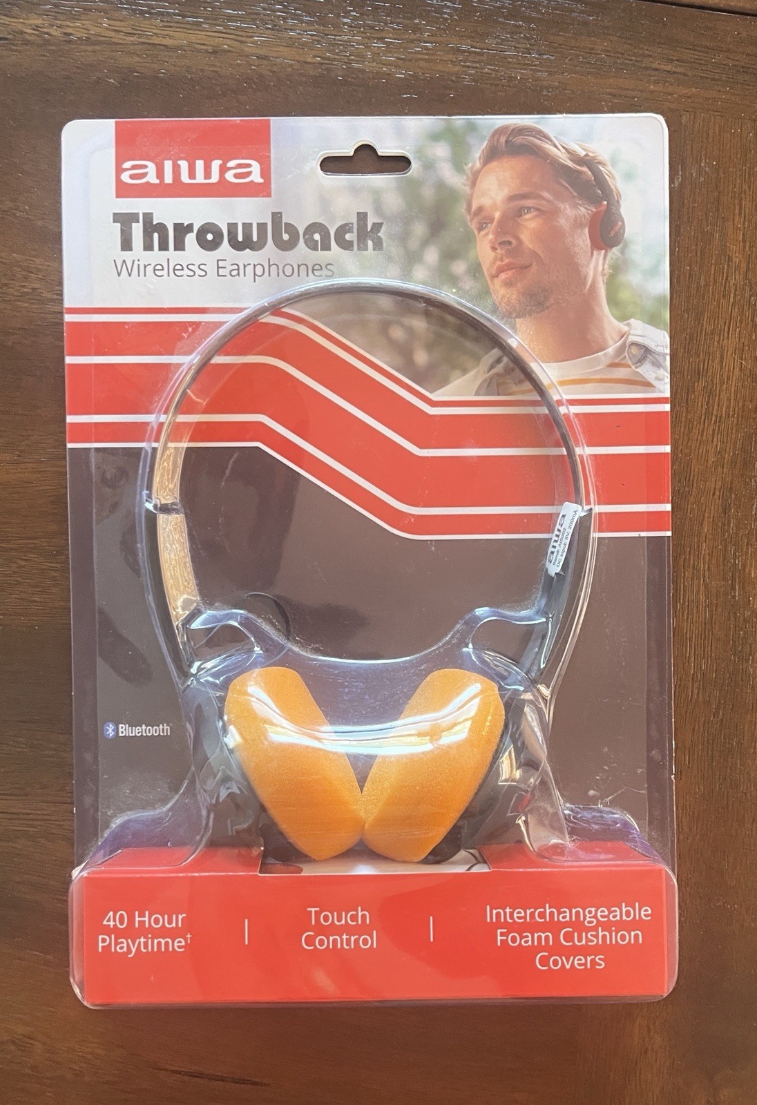 Aiwa 80s Throwback Wireless Bluetooth Earphones Touch Control 40Hr Retro Style