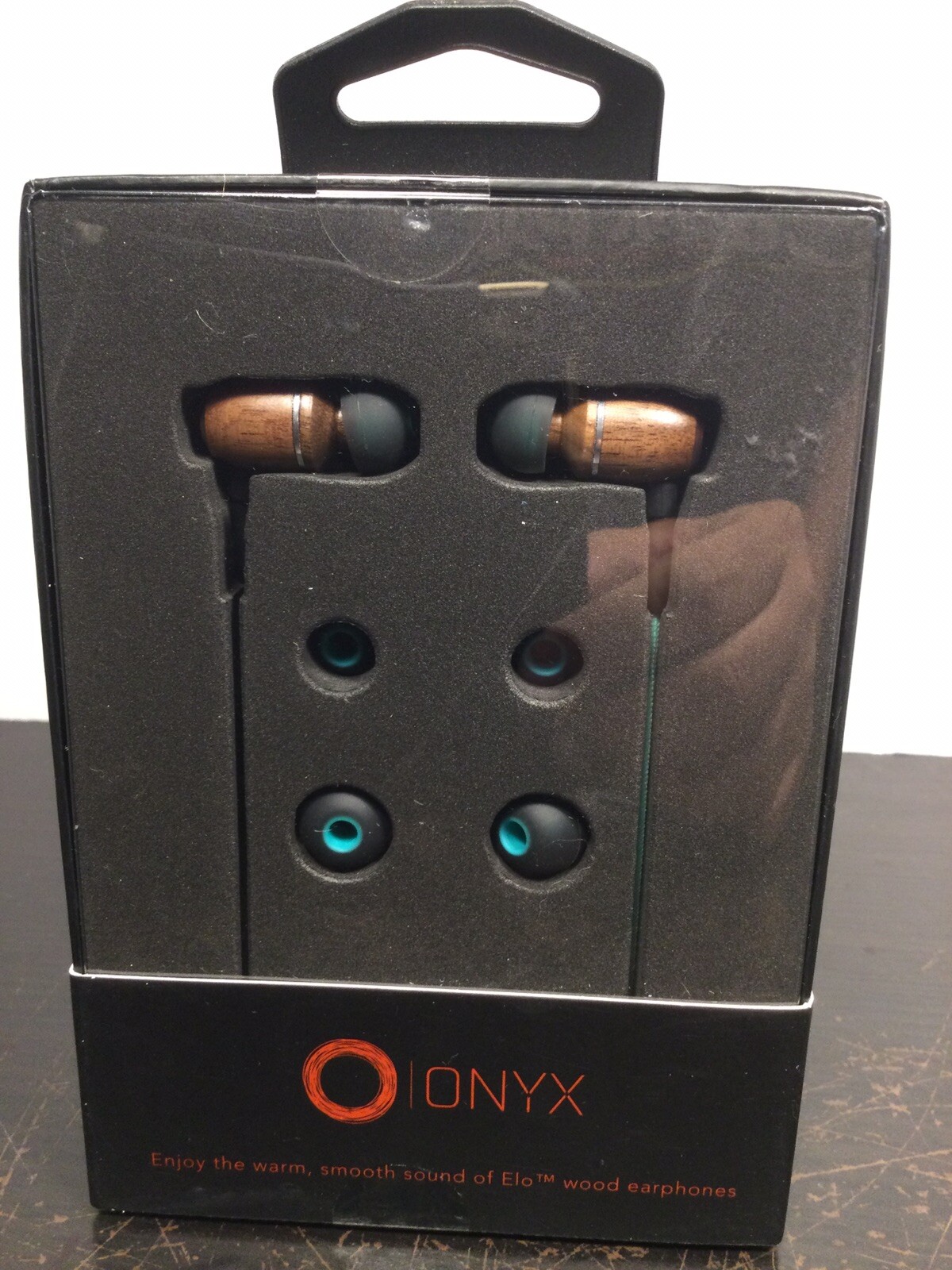 Onyx Genuine Wood Wired in-Ear Headphones with Sound Isolation Turquoise Cord