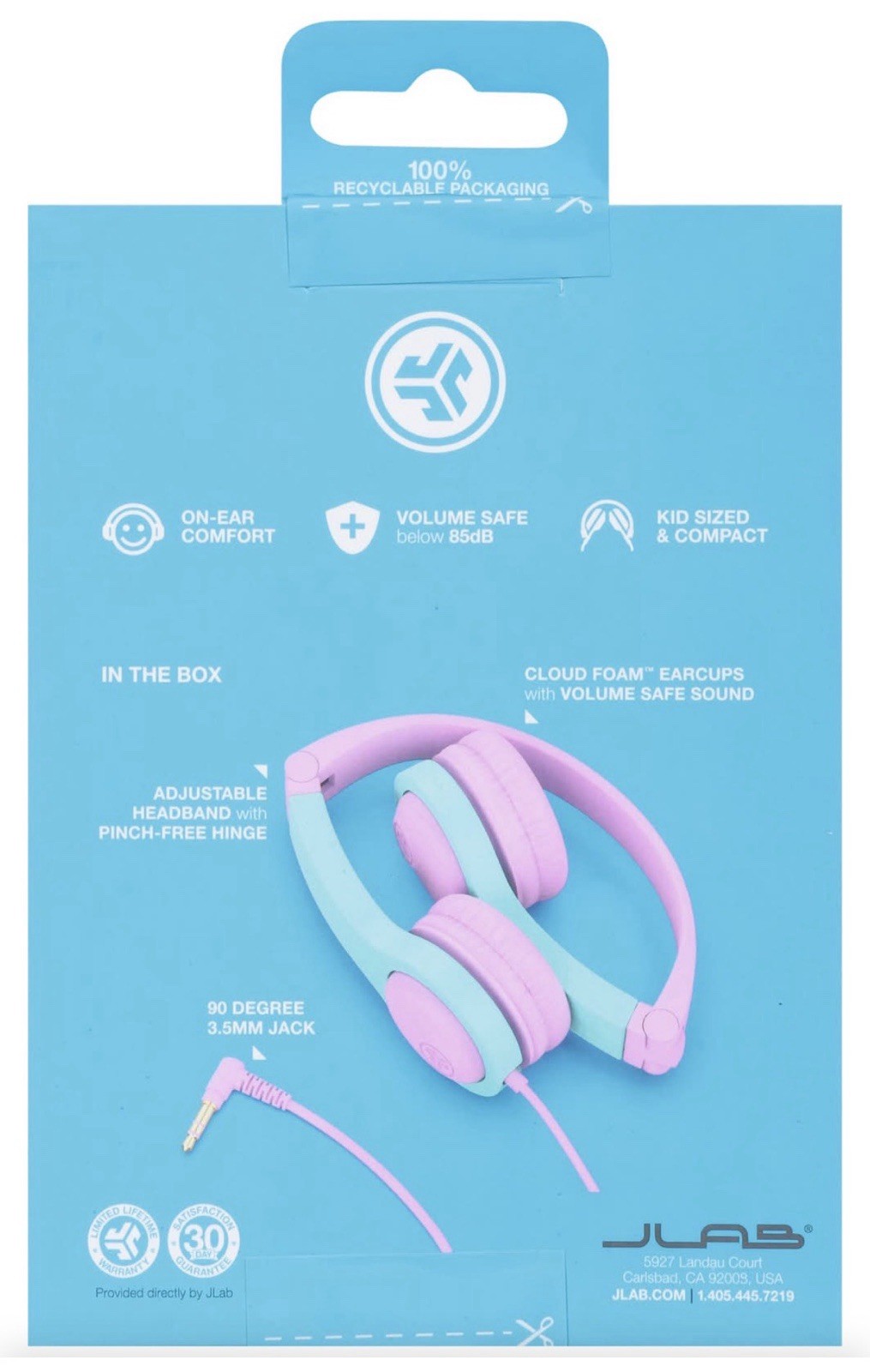 JBuddies Folding Gen 2 Kids Headphones Wired (Purple/Teal) – New
