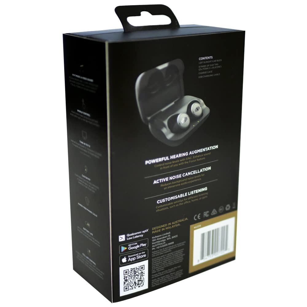 Nuheara NU318 IQbuds2 Max with Ear ID Enhanced Hearing Noise Cancellation Hi-Fi