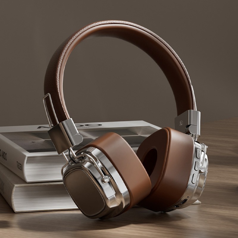 Retro Stereo Gaming Wireless Bluetooth 5.3 Foldable Over Ear Leather Headphones