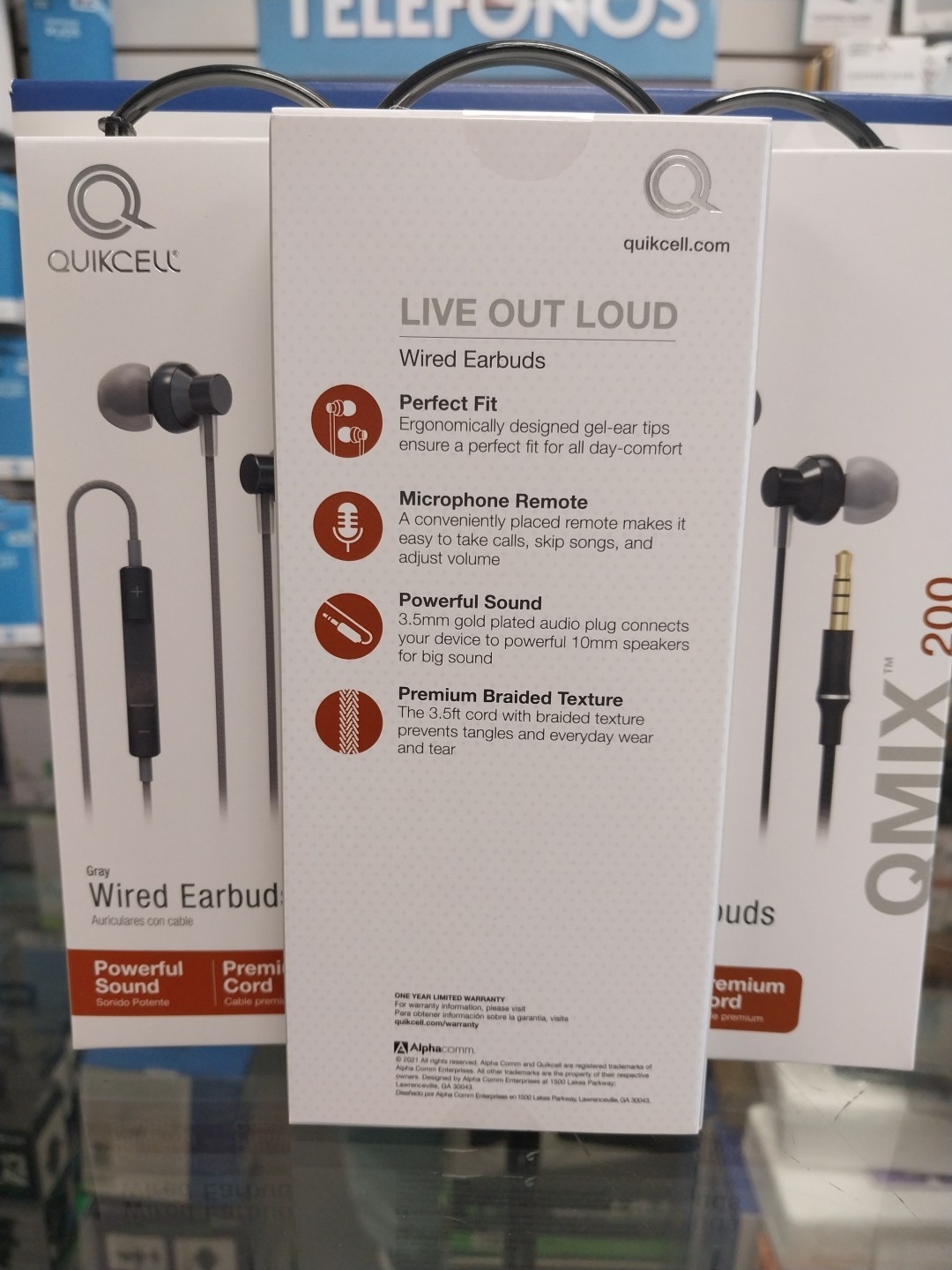 Quikcell QMIX200 Gray Wired Earbuds Brand New Aux