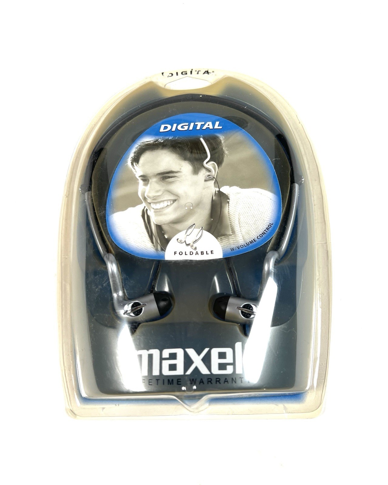 NEW Maxell HB-350F Stereo Foldable Head Buds Headphone Ear Silver