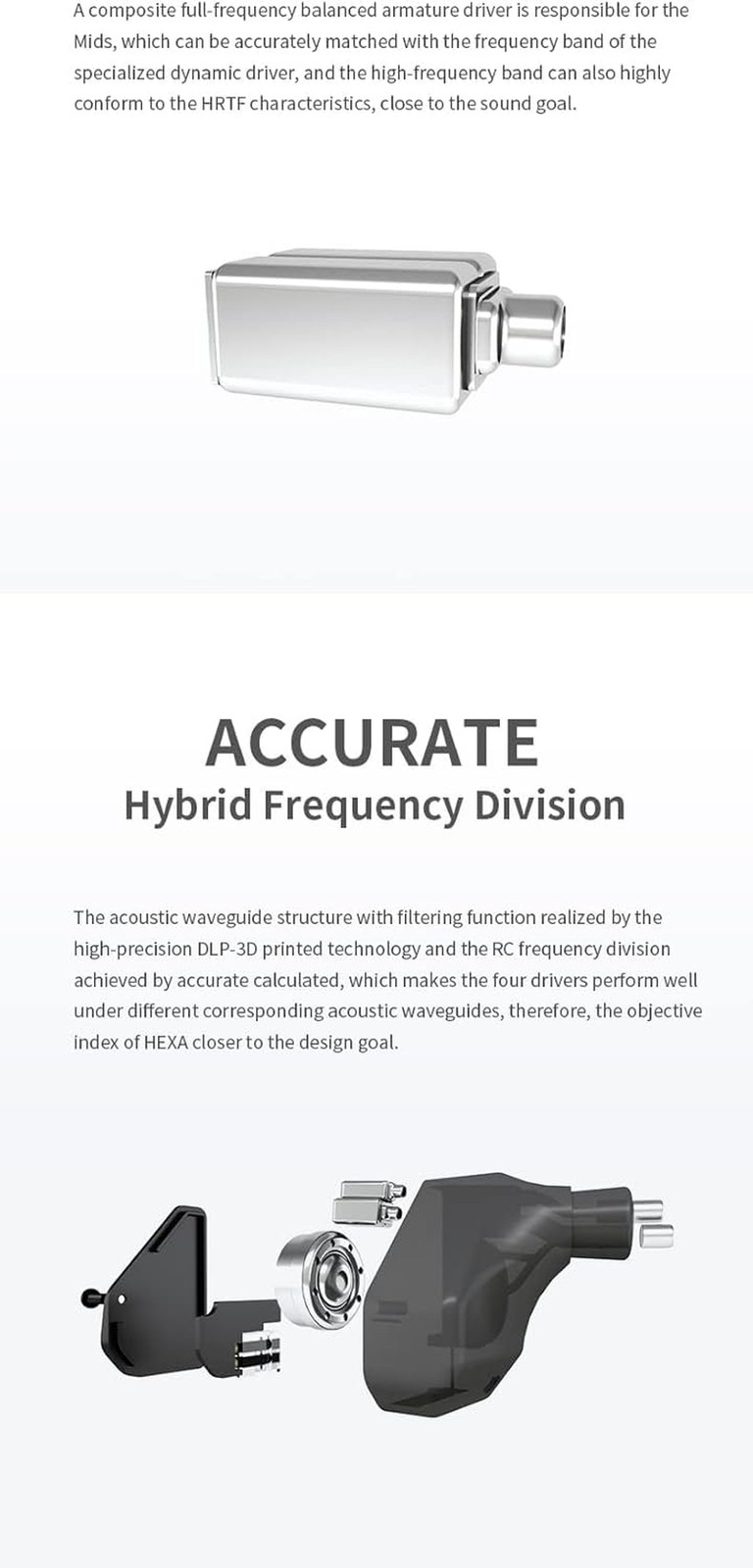 Hexa 1DD+3BA Hybird Earphones with 0.78 2Pin Cable Earbuds