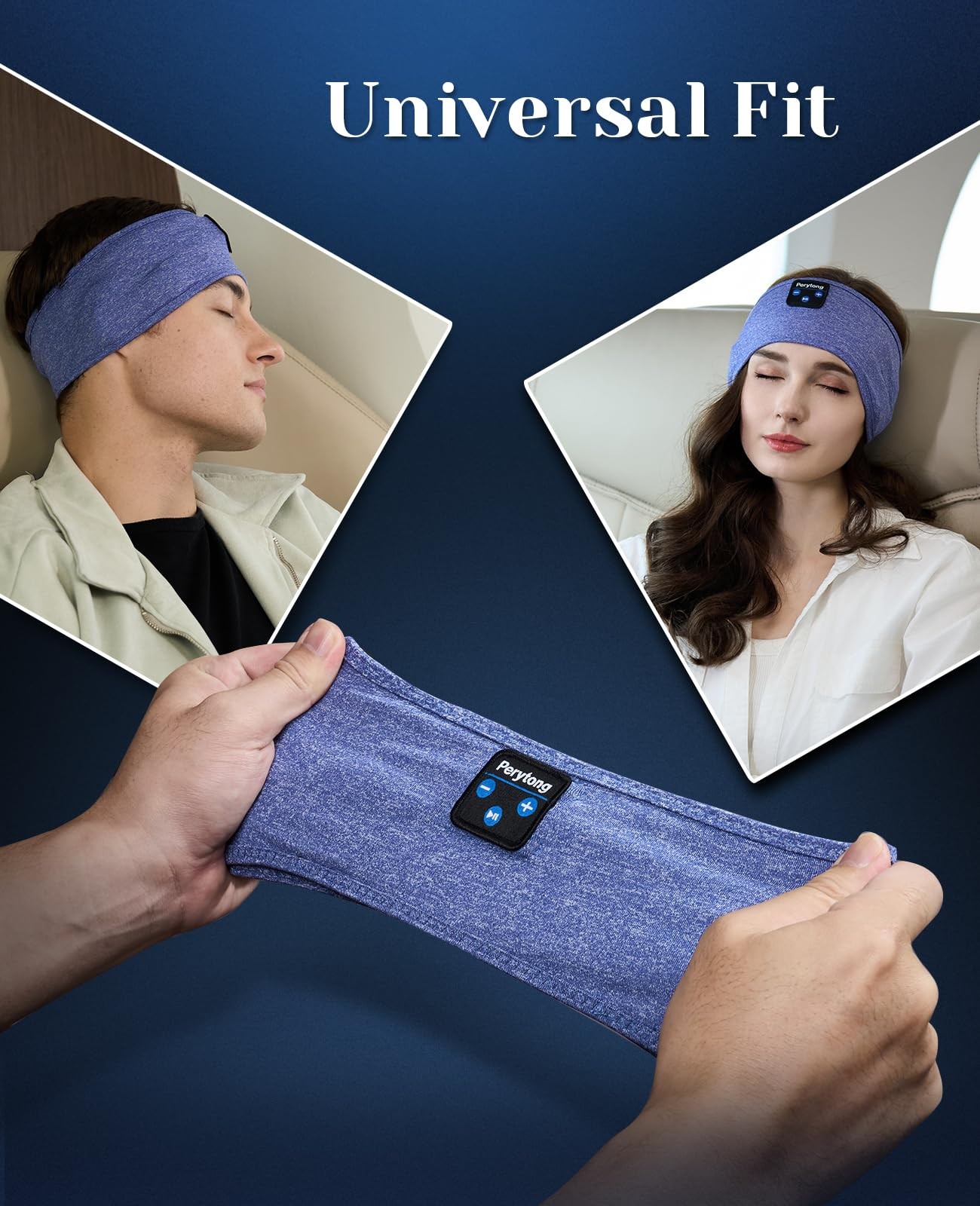 Perytong Sleep Headphones Bluetooth Sleeping 1 Count (Pack of 1), Blue