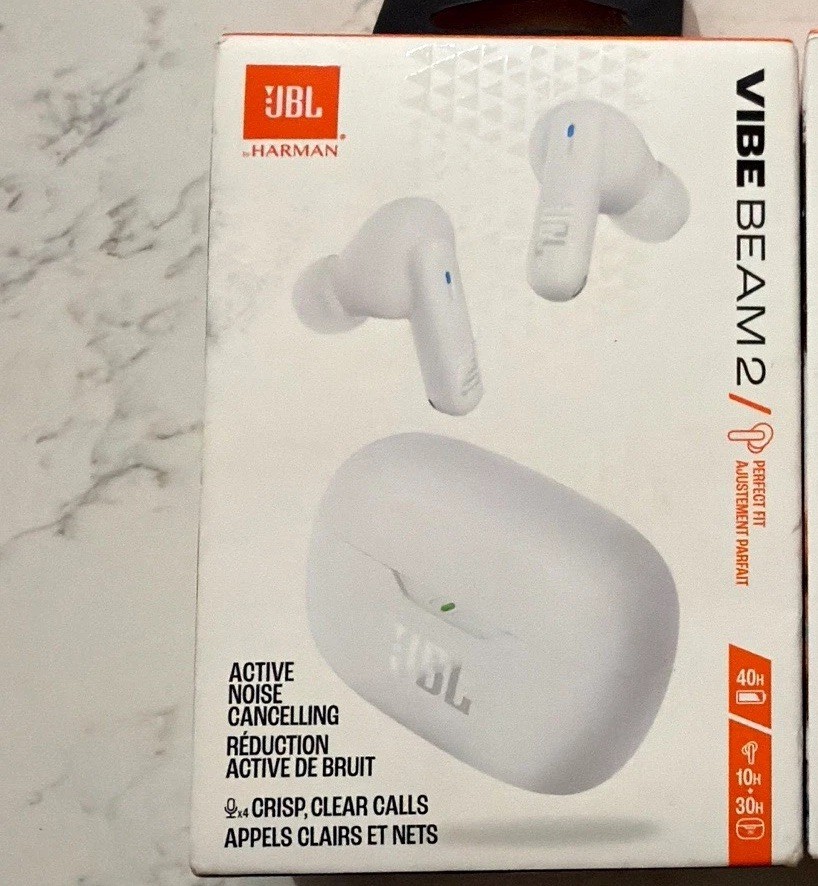 JBL Vibe Beam 2 In-Ear True Wireless Bluetooth Earbuds ANC Black/White (2)