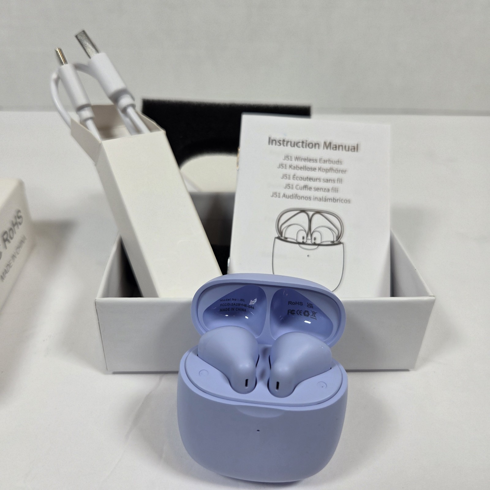 Wireless Earbuds Purple Bluetooth & Android iOS Brand New In Box J51