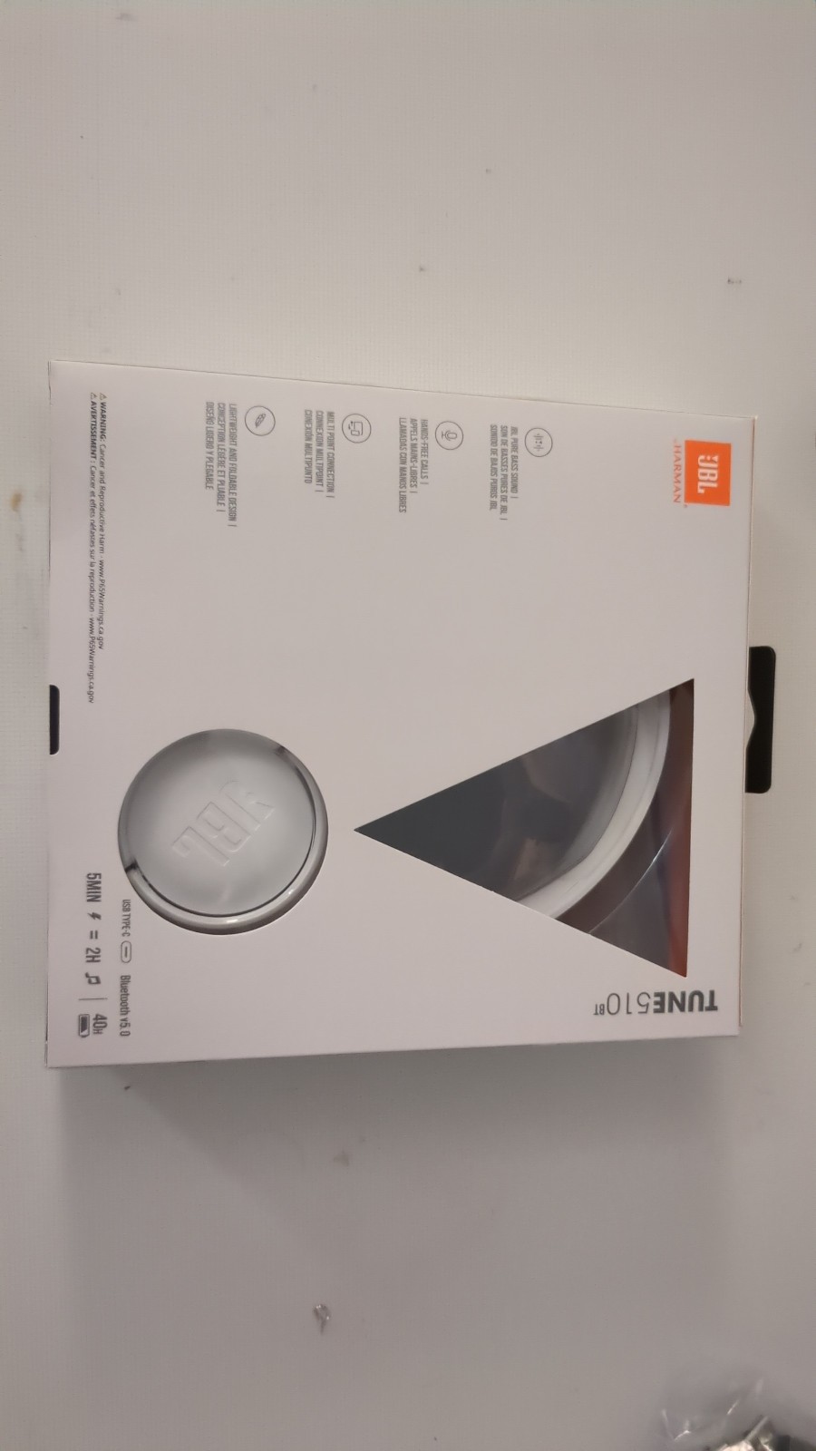 JBL T450BT Wireless Bluetooth Headphones – White