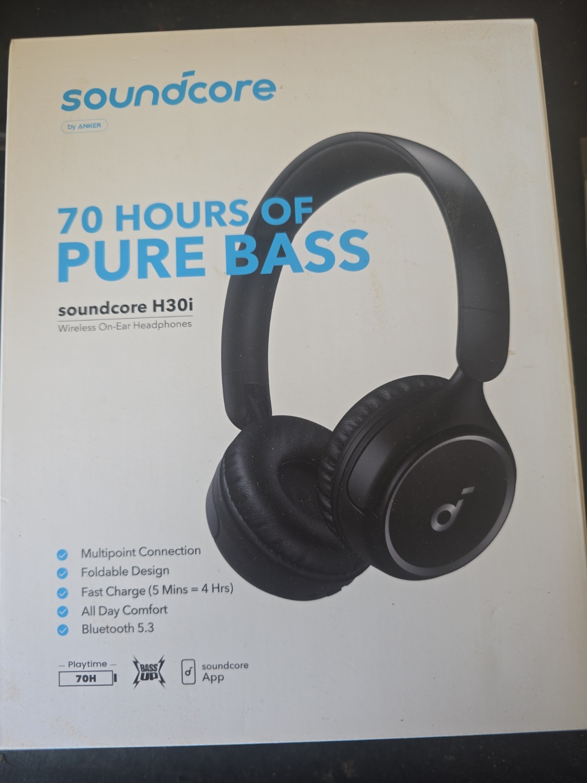 🔥🔥 Soundcore H30i Pure Bass & Wireless On-Ear Headphones 70H Play