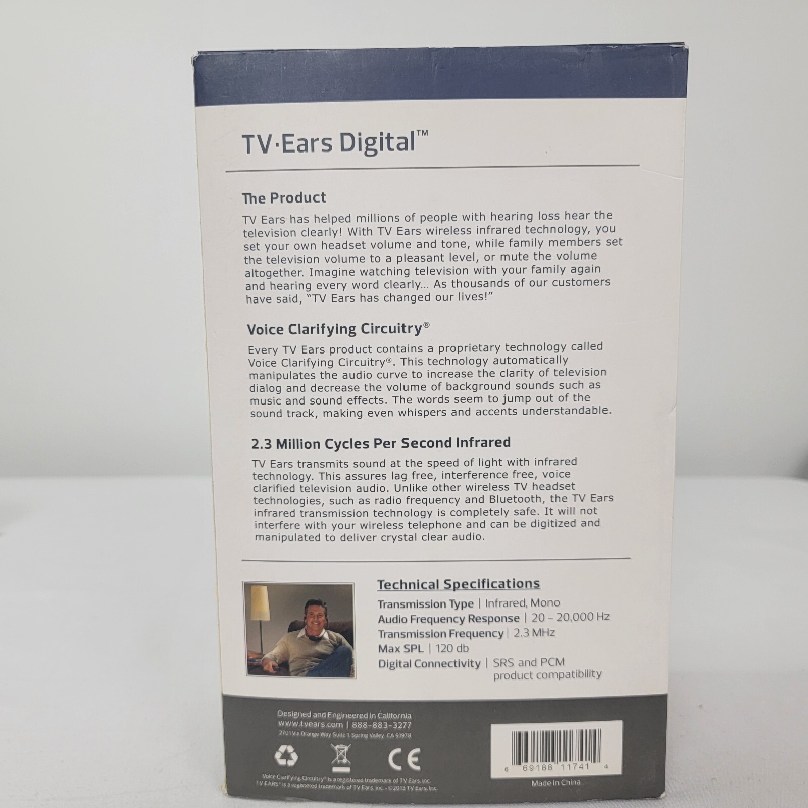 TV EARS 5.0 Digital Wireless Item # 11741 Headset Transmitter Connection Cords