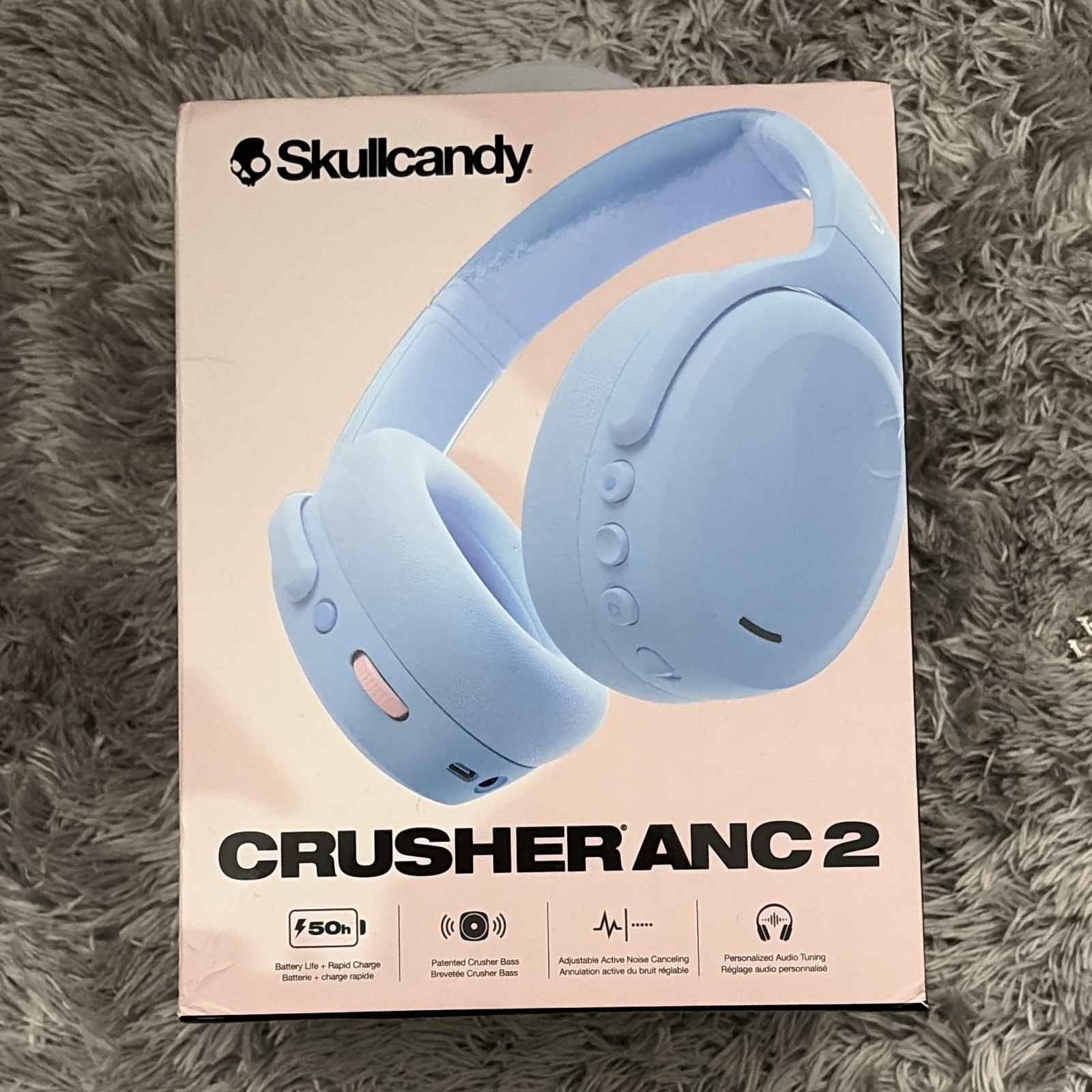 Skullcandy Crusher ANC 2 Wireless Over-Ear Headphones w/ ANC Mic, Blue