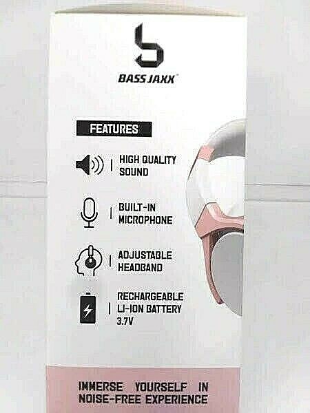 Bass Jaxx Headphones Wireless Pink White Bluetooth Fit Cushioned Easy Pairing