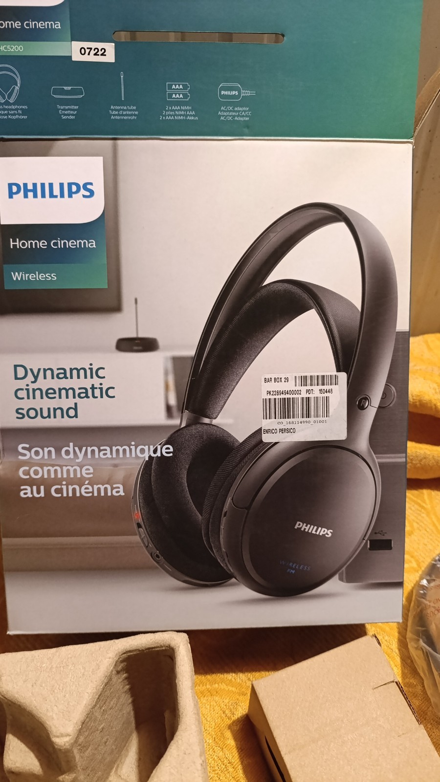 Philips SHC5200/10 Cordless Over-Ear Headphones – Black