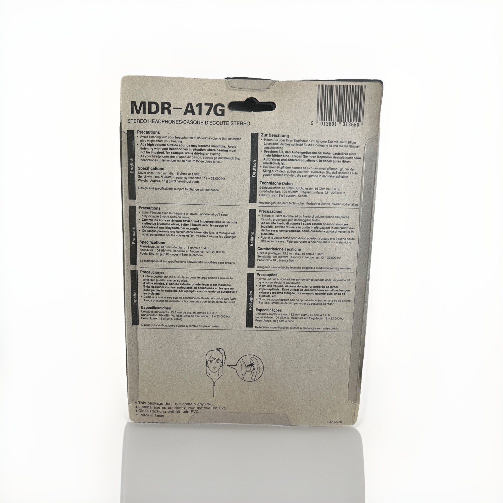 Vintage 90s Sony Sports MDR-A17G Walkman Headphones – New, Original Packaging