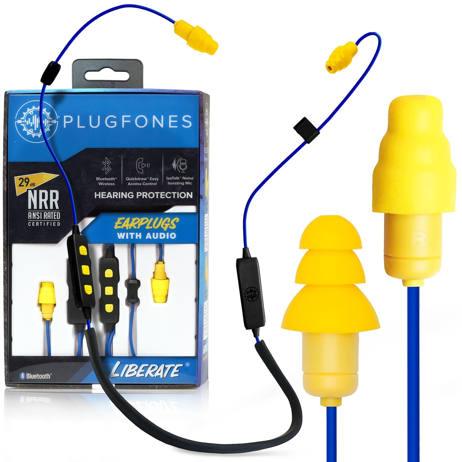 Bluetooth Noise Reducing Earbuds with Mic Comfortable OSHA Compliant Sound