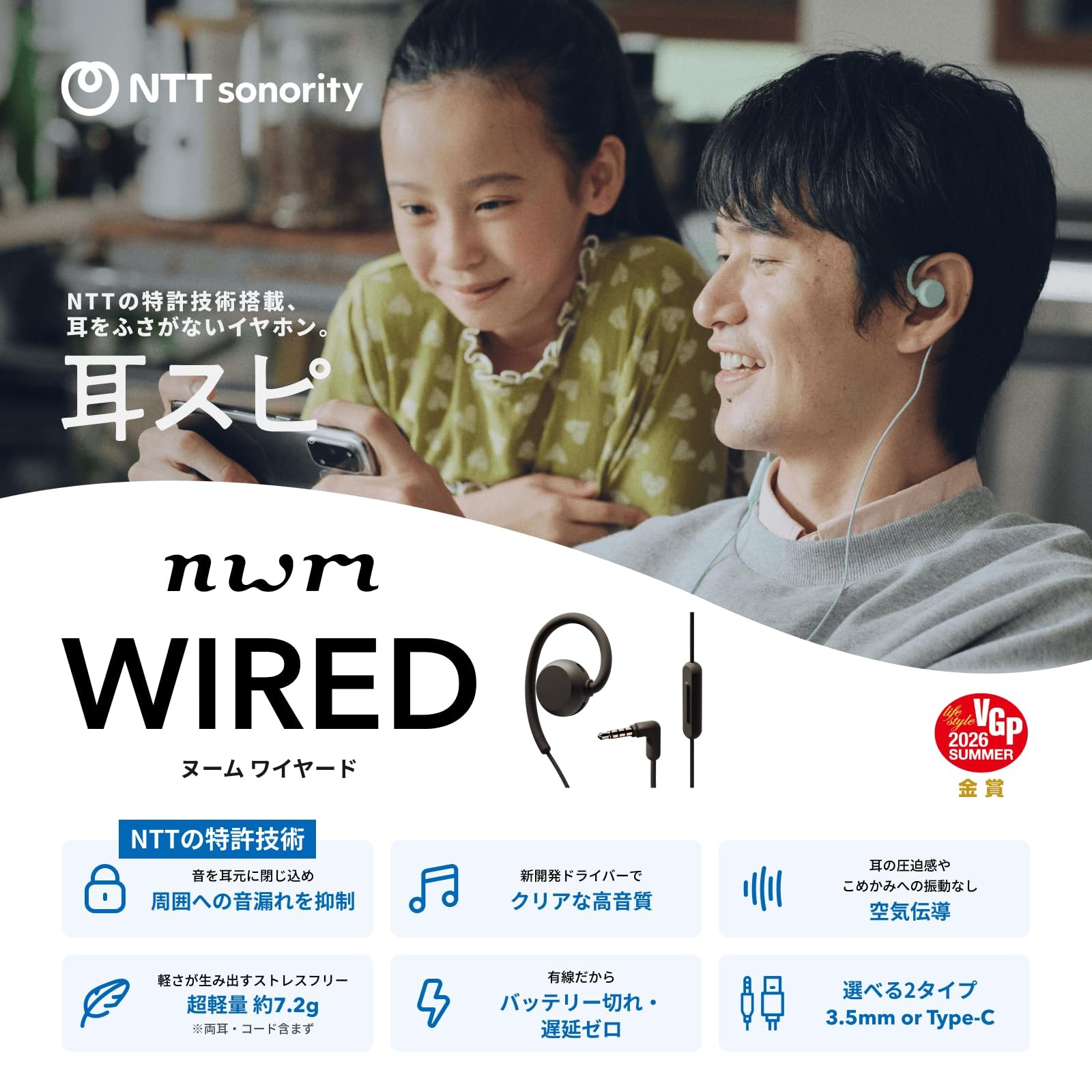 nwm MWE006 Open Ear Wired Earphones 3.5mm Jack Mint Green Japan Import