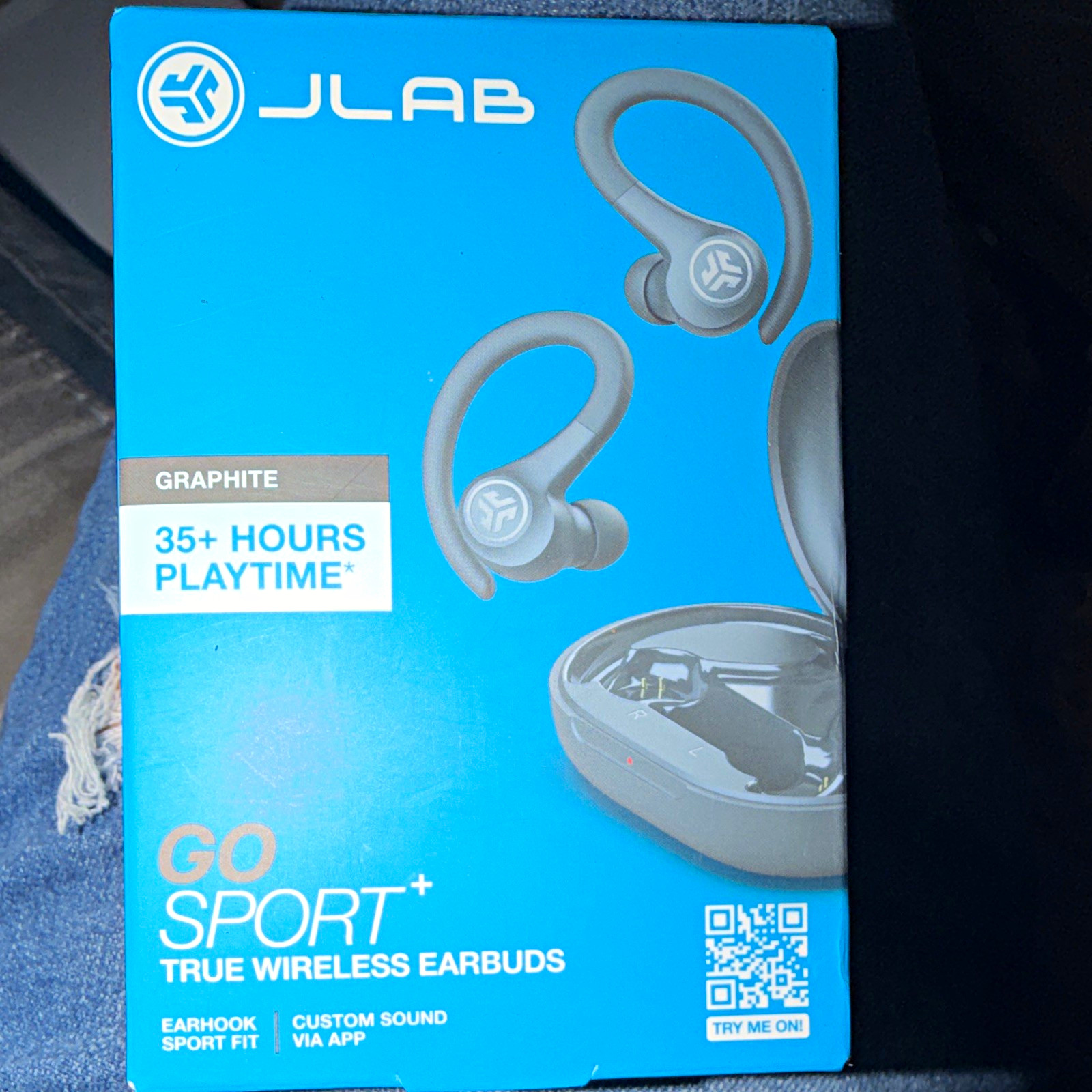 JLab GO Sport+ True Wireless Earbuds Gray 35+ Hours Ear-Hook Water-Resistant
