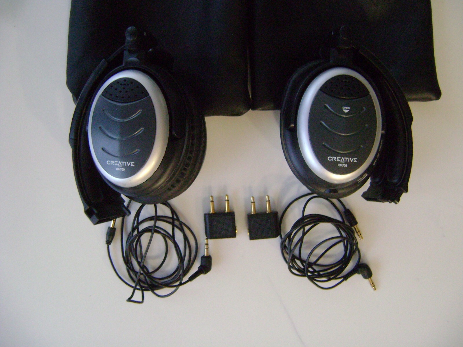 Creative HN-700 Active Noise-Canceling Folding Headphones Airplane Adapter Aux