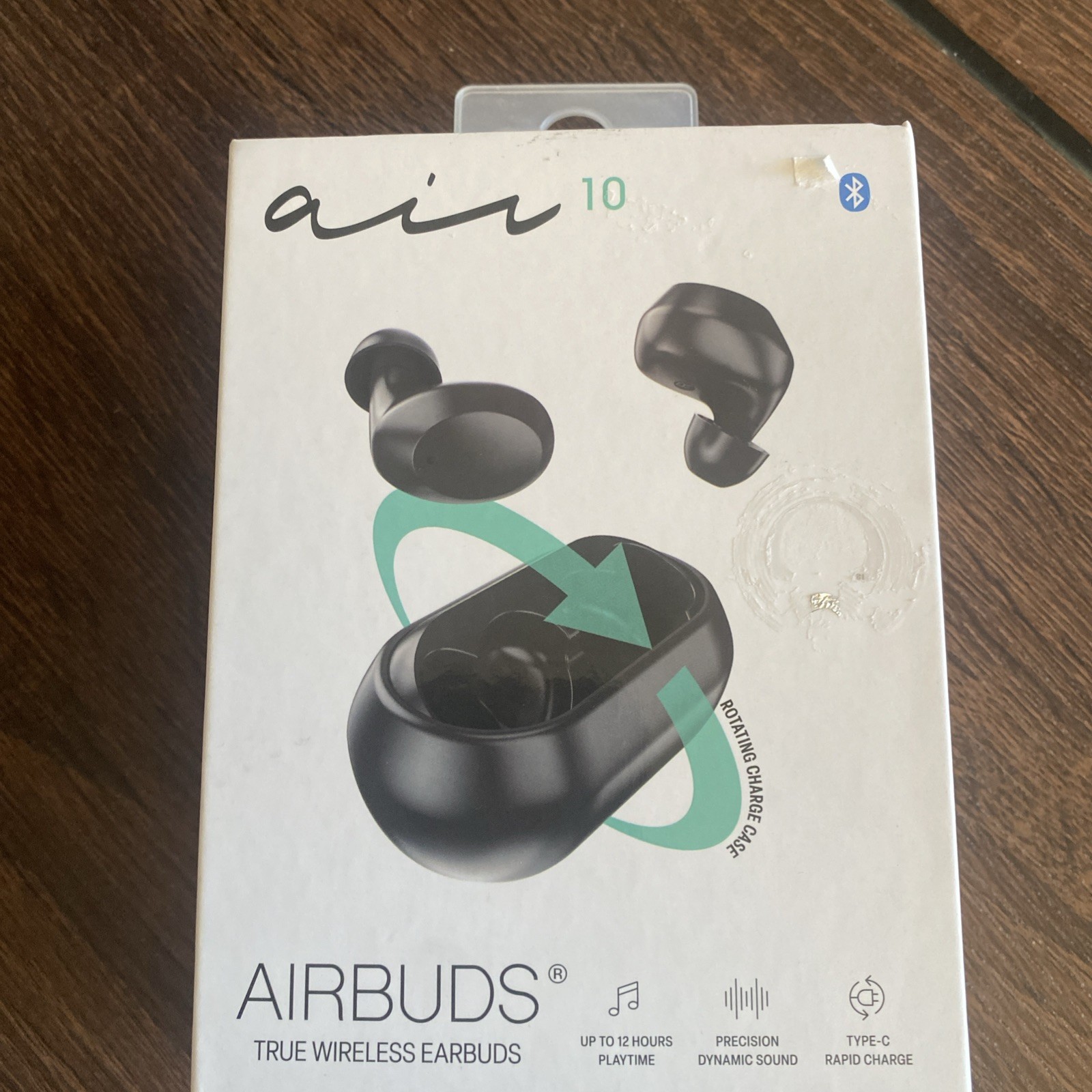 AIRBUDS Air 10 – True Wireless Bluetooth Earbuds – Black- Rapid Charge- 12 Hour