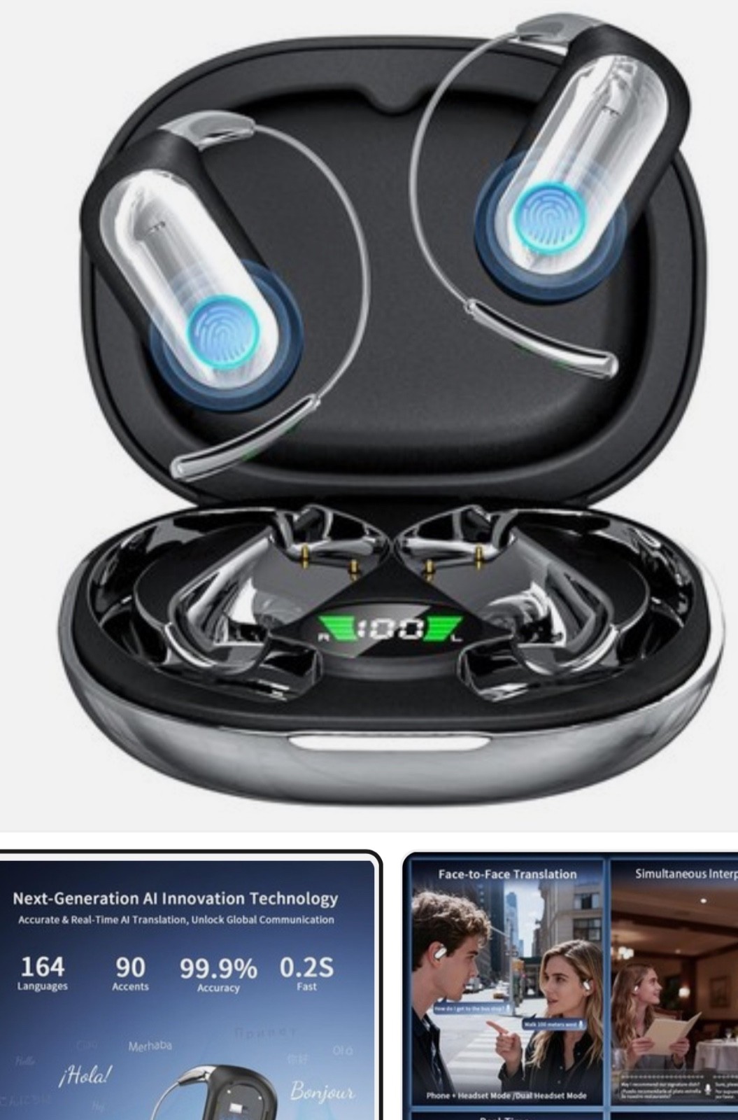 New – Sealed – AI Translation Earbuds Real-Time 168 Languages Translator Earbuds