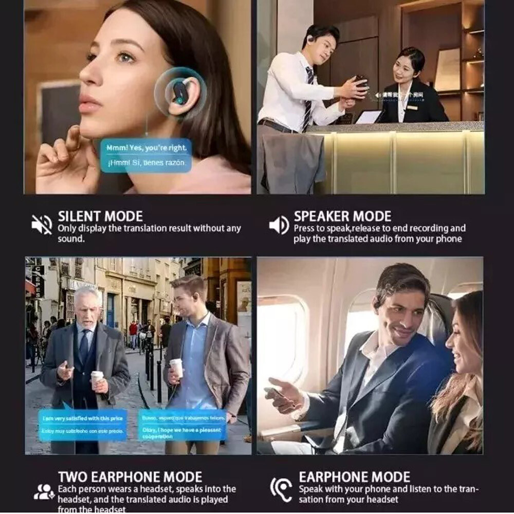 3in1 Smart Voice Translation Earbuds 150+ Languages Real Time Translator Headset