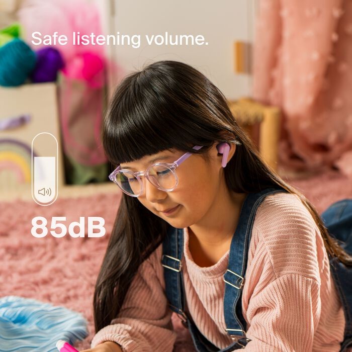 Belkin SoundForm Nano 2 Bluetooth Kids Earbuds – Volume Limited, Sports – Pink
