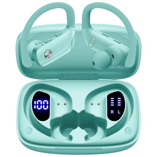 Bluetooth Earbuds – Mint Green – 80H Wireless Bluetooth Headphones – Mint Green