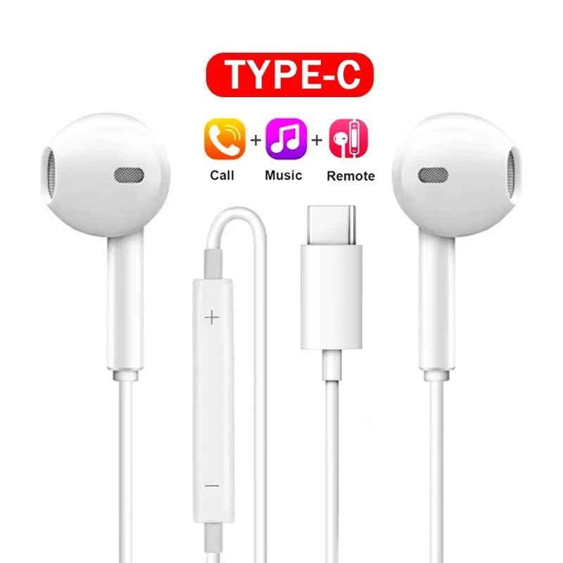 Wired In-Ear Headphones 3.5mm Type-C HiFi Stereo Noise Cancelling Earphones