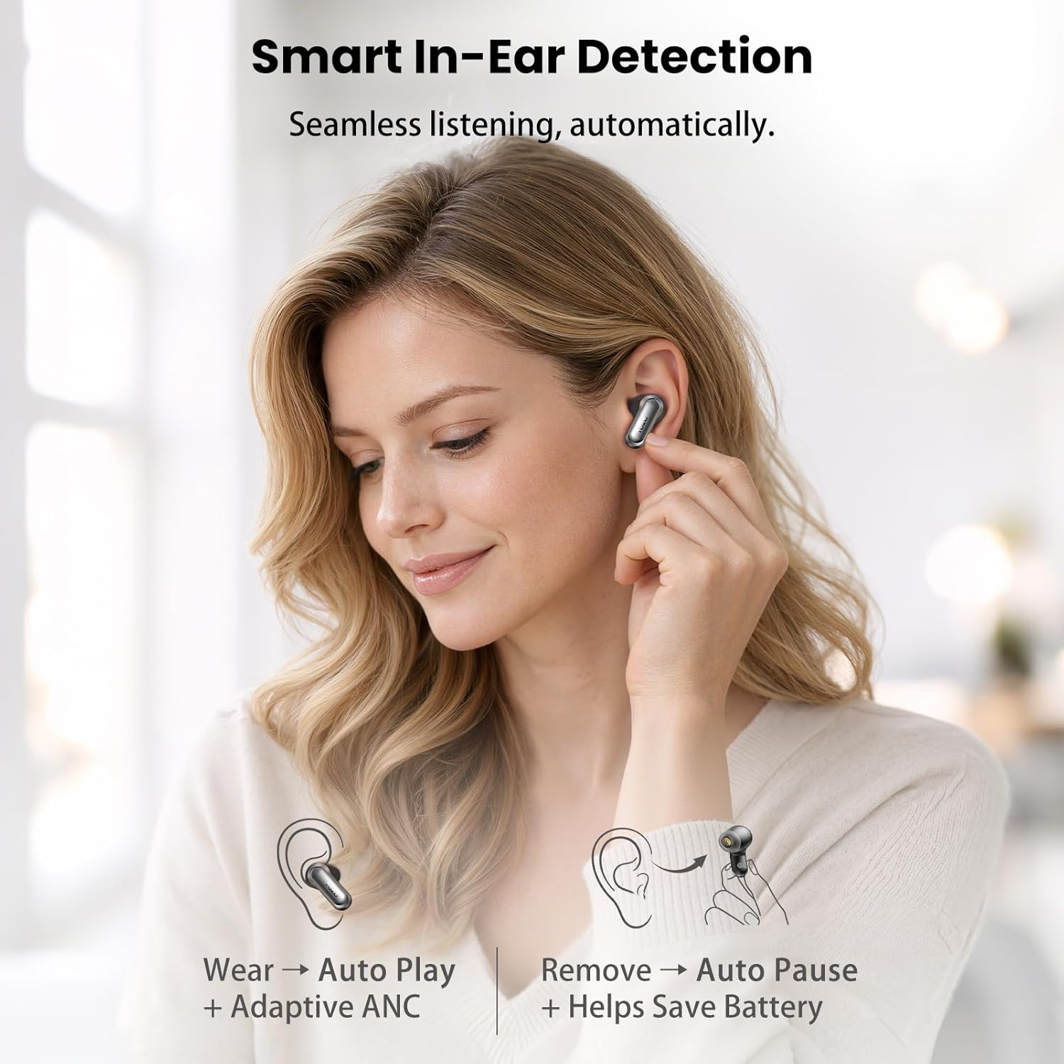 NC20 Active Noise Cancelling Wireless Earbuds, LDAC Hi-Res Sound Bluetooth Headp