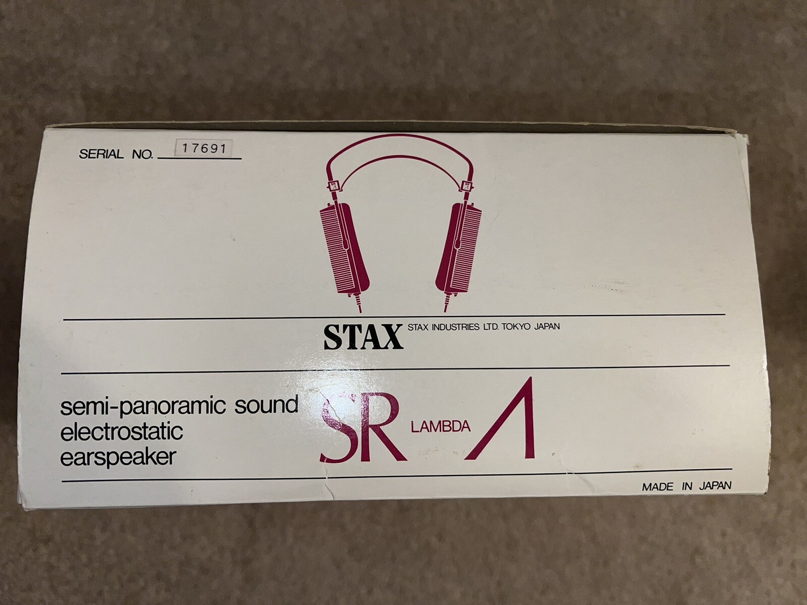 Vintage Stax SR-Lambda ORIGINAL Electrostatic Headphones Box w/ Stax Stand