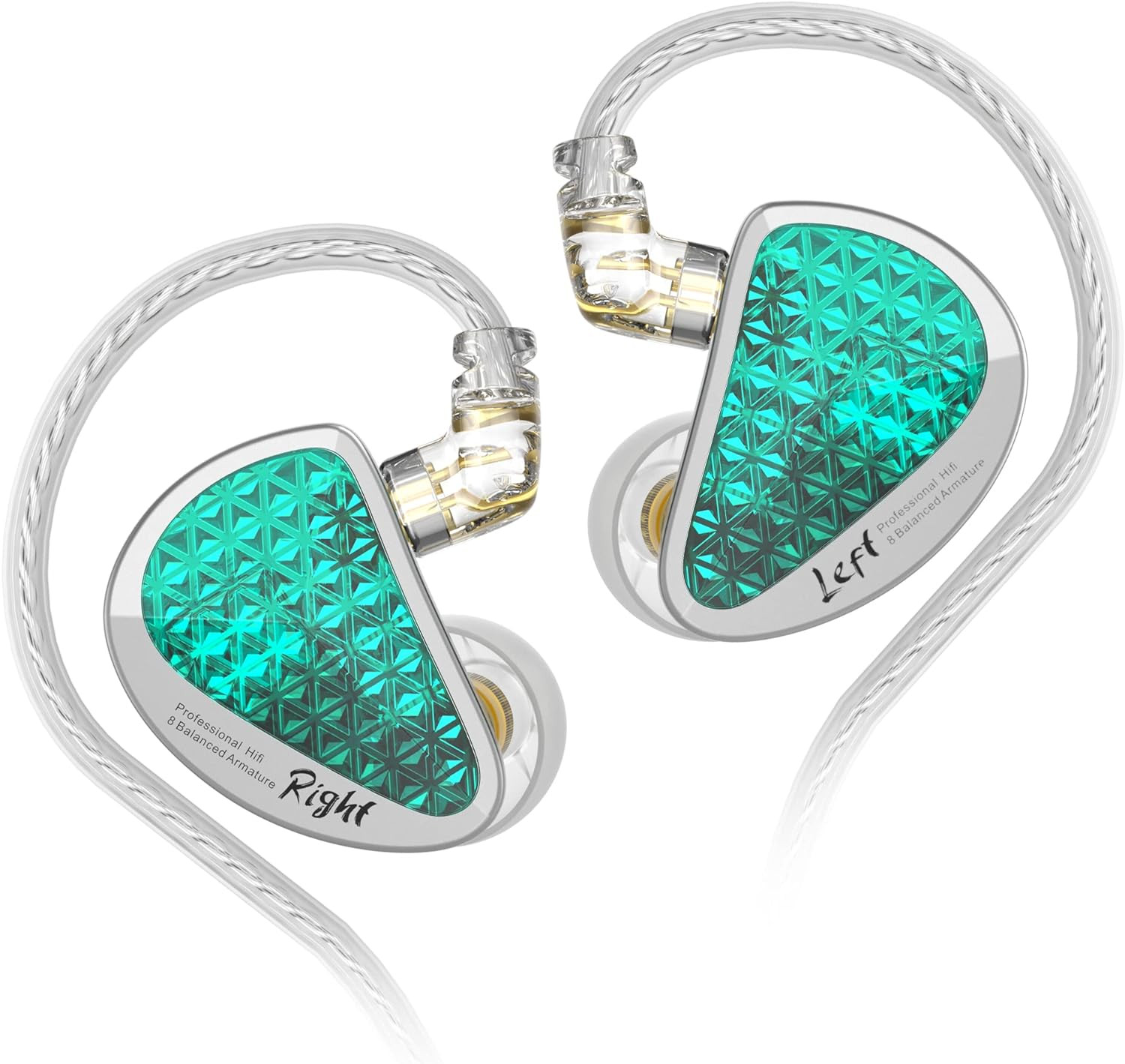 AS16 Pro Wired Earbuds, 16BA Drivers, HiFi Bass, Detachable Cable, Cyan