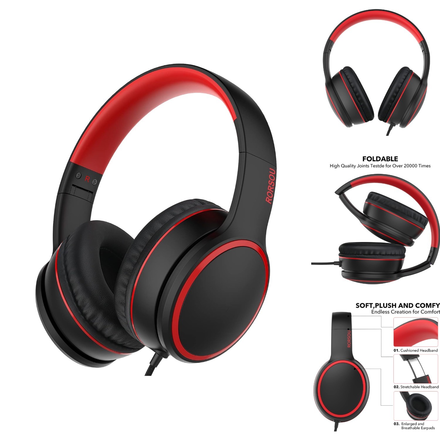 Over-Ear Wired Headphones with Microphone and Noise Isolation for Smartphones